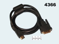 Шнур DVI-HDMI 1.5м gold (фильтр) Premier (5-821)