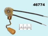 Выключатель 250/3 с цепочкой для светильника с кабелем gold (деревянный наконечник) (32-0104)