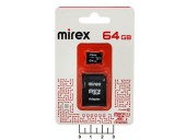 Карта памяти micro SD 64Gb + адаптер SD Mirex class10 UHS-1