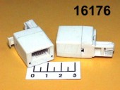 Переходник телефонный штекер 4P4C (RJ-9)/гнездо 6P6C (RJ-12) линейный