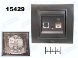 Розетка-1 для компьютерной сети 5-категории EL-BI Zena черный металлик + доп.гнездо