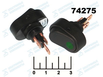 Выключатель 12/20 ASW-20D-2 LED зеленый 3 контакта