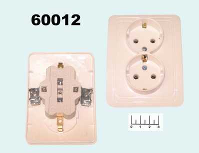 Розетка электрическая 2* врезная с землей Powerman белая (2128)