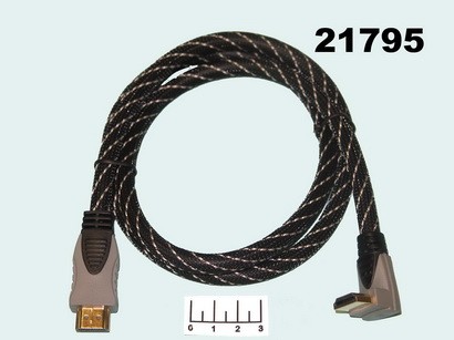 Шнур HDMI-HDMI 1м gold пластик угол (шелк) Dayton (7-0033)