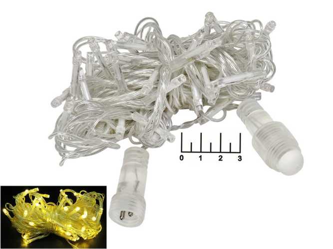 Гирлянда 48 светодиодов белая теплая 5м (прозрачная нить) для улиц удлиняется 24V (без б/п)