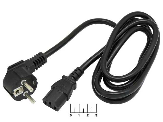 Шнур сетевой 3pin гнездо C13 с землей 3м (3*0.75) (вилка угловая) медь 5-0021