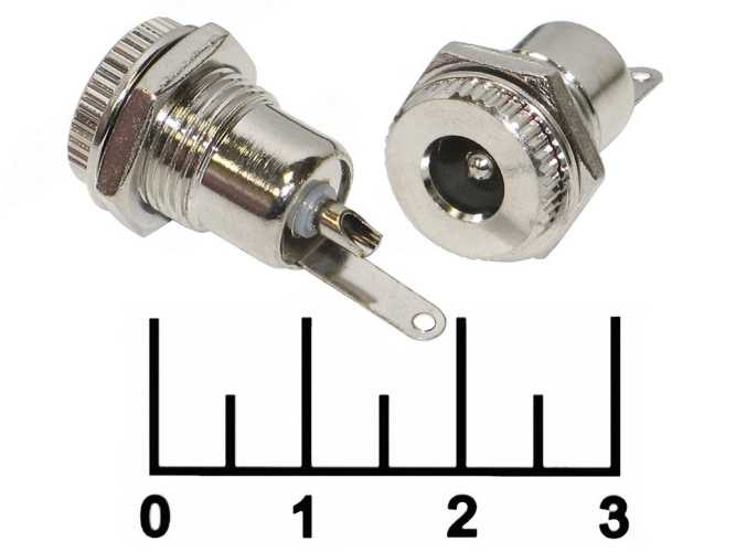 Разъем питания гнездо 5.5*2.5мм с гайкой металл (18-0115)