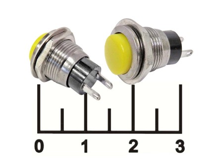 Кнопка MPBS-R/R желтая без фиксации металл (DS-318)