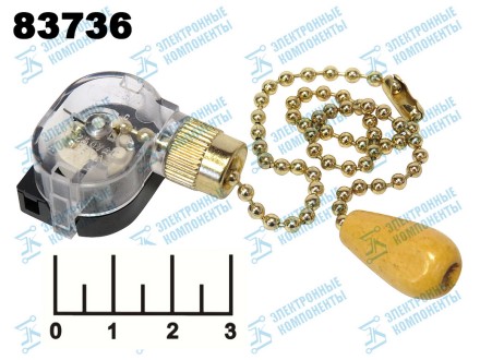 Выключатель 250/3 с цепочкой для светильника gold (деревянный наконечник) 06-0245-A) (32-0106)