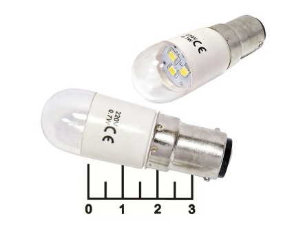Лампа светодиодная 220V 0.7W BA15D 3LED для швейных машин 2 контакта (1008658)