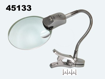 Лупа-подставка гибкая на прищепке + подсветка TS-4110L
