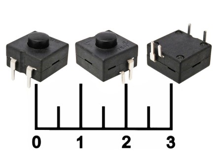 Кнопка для фонаря 12*12*9.5мм черная с фиксацией 4 контакта 1A 30V (PBS1) (S1234)