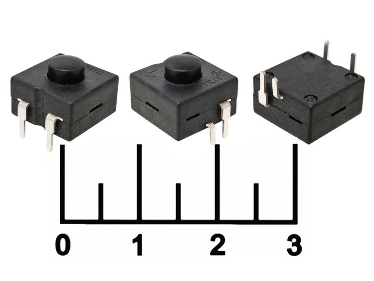 Кнопка для фонаря 12*12*9.5мм черная с фиксацией 4 контакта 1A 30V (PBS1) (S1234) | купить в розницу и оптом