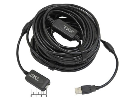Шнур USB-USB A гнездо 20м (фильтр) с усилителем