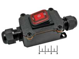 Коробка распределительная 125*40*60 2pin LD522 16A/250V IP68 + выключатель красный 3-х поз. PG-13.5