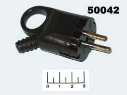 Вилка электрическая с землей с держателем черная Universal (A0112)