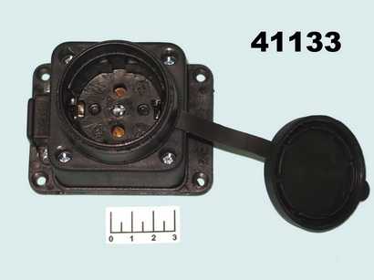 Розетка электрическая накладная с землей резиновая с крышкой Electric (3101-306-0300)