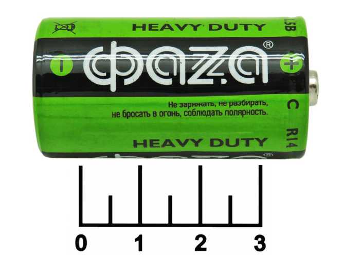 Батарейка C-1.5V Фаза Heavy Duty R14 (С)
