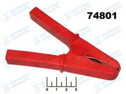 Зажим крокодил L-120 красный изолированный