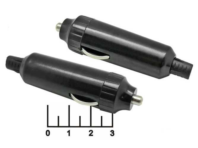 Разъем питания автомобильный штекер прикуривателя под пайку TD-25 1.5A (карболит) (8-0001)