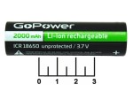 Аккумулятор 3.7V 2A 18650 GoPower (-)