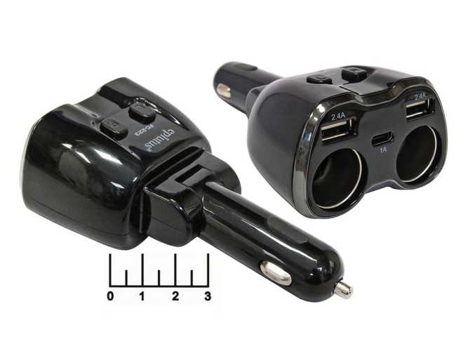 Автомобильное зарядное устройство 2USB 5V 2.4A + 2 гнезда прикуривателя FC-223 Eplutus