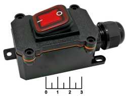 Коробка распределительная 125*40*60 1pin LD522 16A/250V IP68 + выключатель красный 2-х поз. PG-13.5