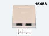 Розетка-2 для компьютерной сети 5-категории + телефонная Rexant (03-0120)