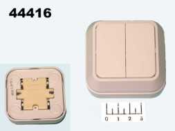 Выключатель 2-клавишный накладной Makel белый (45103)