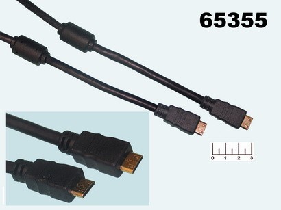 Шнур mini HDMI-mini HDMI 1.5м gold (фильтр) Premier (5-847)