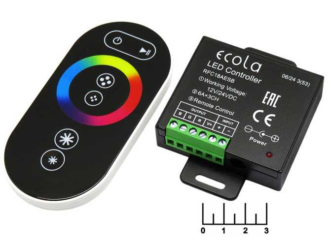 Контроллер для светодиодной ленты RGB + ПДУ RF 12-24V/3*6A 216-432W RFC18AESB Ecola