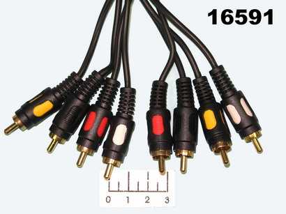 Шнур 4RCA-4RCA 5м gold пластик Dayton/Rexant