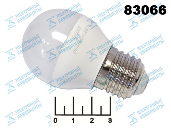 Лампа светодиодная 220V 7W E27 4000K белый шар матовая Gauss диммируемая (590lm)