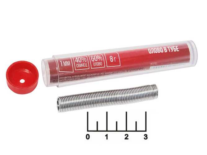 Припой ПОС-40 1мм 8гр без канифоли в колбе LOM (2672151)