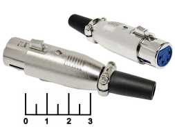 Разъем XLR гнездо 4 контакта никель длинный (1-511)