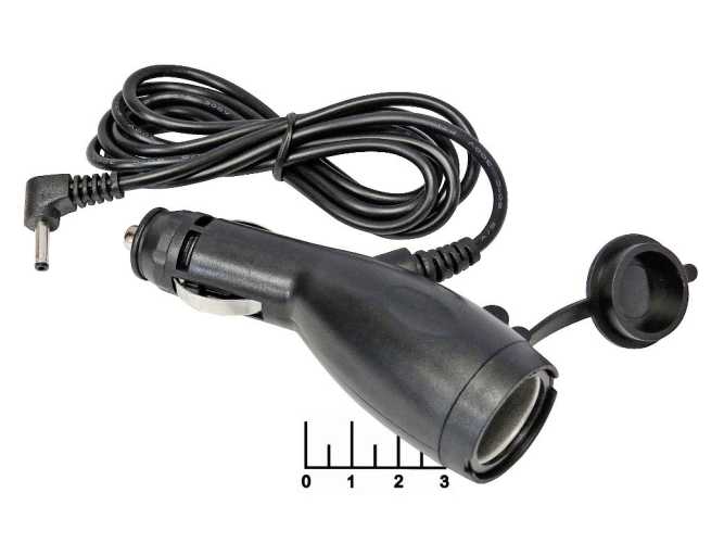 Шнур прикуривателя с разъемом 3.5*1.4 + гнездо прикуривателя с крышкой 1.5м угол (LP-9)