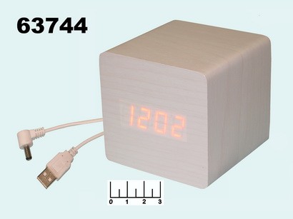 Часы цифровые ZJ-009A красные (светлое дерево)