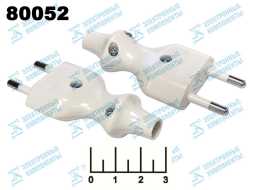 Вилка электрическая без земли белая плоская Эра V2/1858