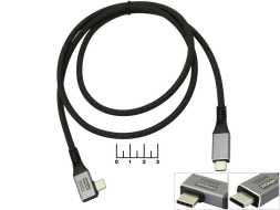 Шнур Type C-Type C 1м Premier шелк 100W 20Gb (угол) (5-916L) (черный)