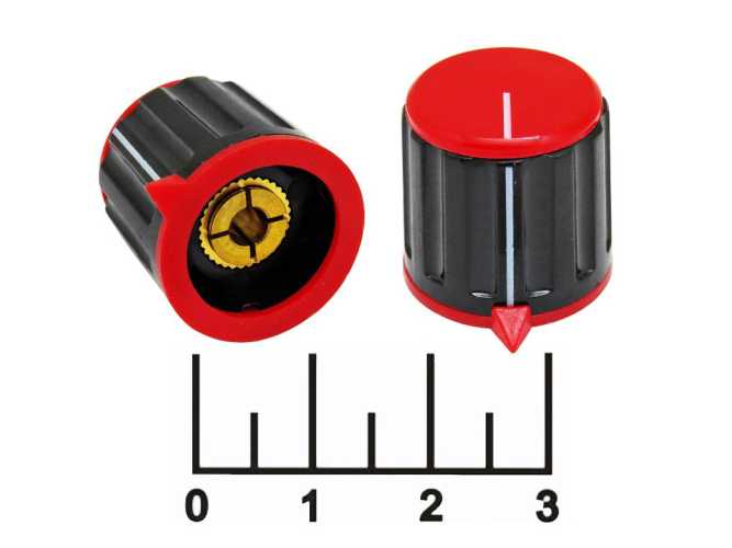 Ручка на вал 4мм черно-красная KN-21