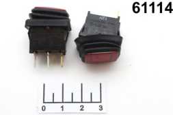 Выключатель 12/16 12V 16A R13-66B8-02 красный 3 контакта влагозащищенный (подсветка 12V)