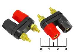 Клемма банан 2 гнезда gold (10-0065)