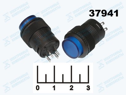 Кнопка MIPBS-R/R синяя с фиксацией 4 контакта (D-314/R16-503) (подсветка 3V)