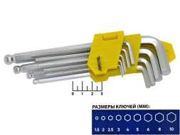 Набор шестигранников HEX 1.5-10мм (9 штук) Kranz (12-5211)