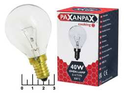 Лампа 220V 40W E14 для эл.плит (+300C) Paxanpax