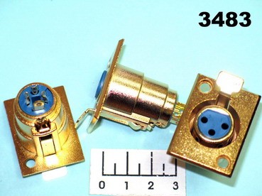Разъем XLR гнездо в панель под 2 винта gold (1-531G)