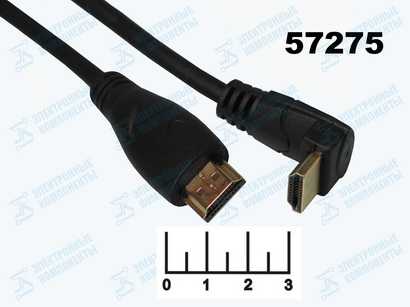 Шнур HDMI-HDMI 2м gold пластик угол