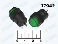 Кнопка MIPBS-R/R зеленая с фиксацией 4 контакта (D-314) R16-503AD-G (подсветка 3V)