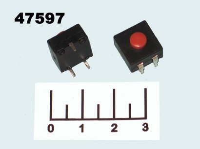 Кнопка тактовая 11*11*12 красная 3 контакта с фиксацией (PBS-1203CT) 1A 30V