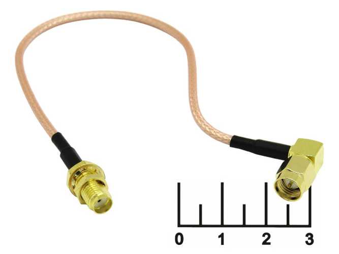 Переходник SMA штекер угол/SMA гнездо gold 20см